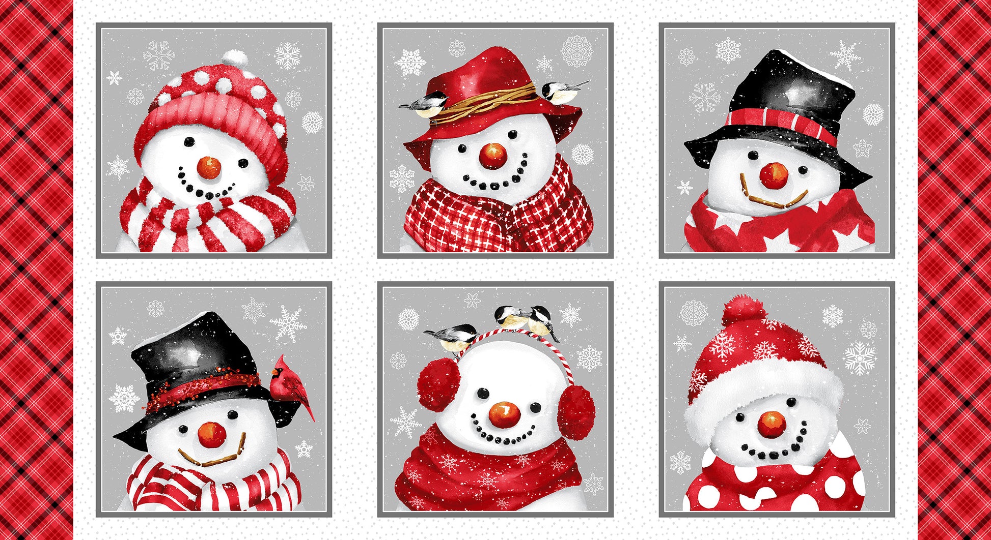 Snow Friends Snowman Blocks 24 Inch repeat Flannel