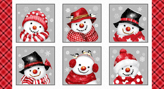 Snow Friends Snowman Blocks 24 Inch repeat Flannel