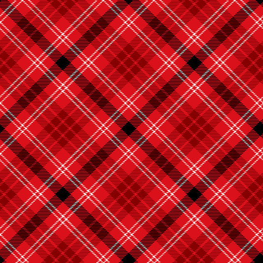 Snow Friends Red Bias Plaid 3 Inch repeat Flannel