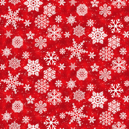 Snow Friends Red Snowflakes 3 Inch repeat Flannel
