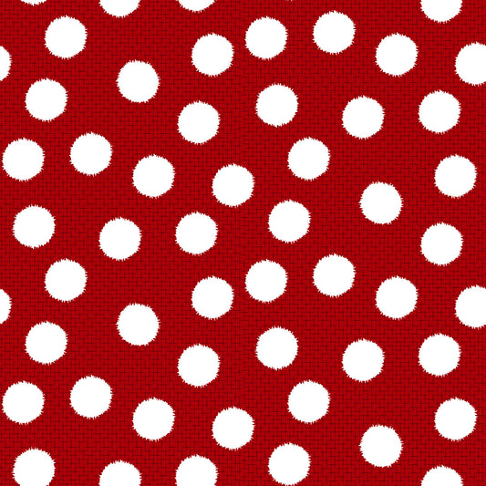 Snow Friends Red Fuzzy Dot 3 Inch repeat Flannel