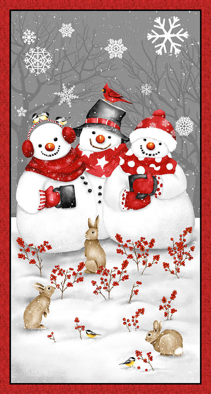 Snow Friends 24 inch Snowmen Panel 24 Inch repeat Flannel