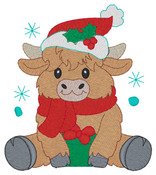 Holiday Highland Cows Embroidery Designs