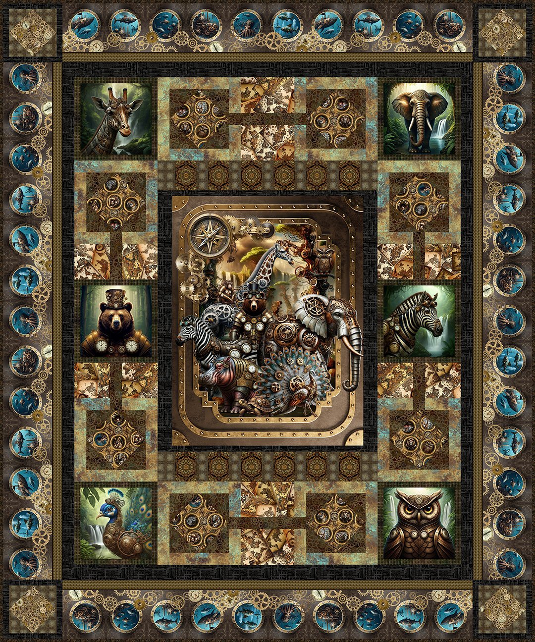 Steampunk Menagerie Quilt Pattern