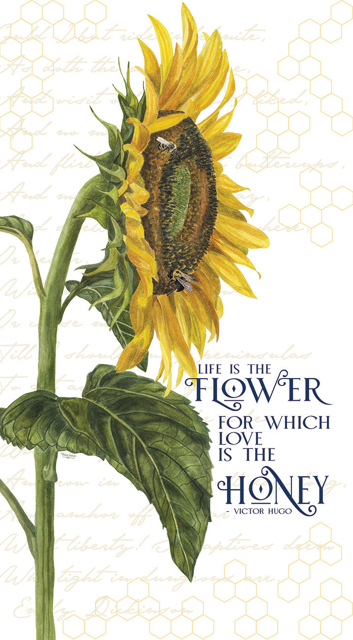 Honey Bees and Flowers Please Life Is the Flower 24in x 43in Panel