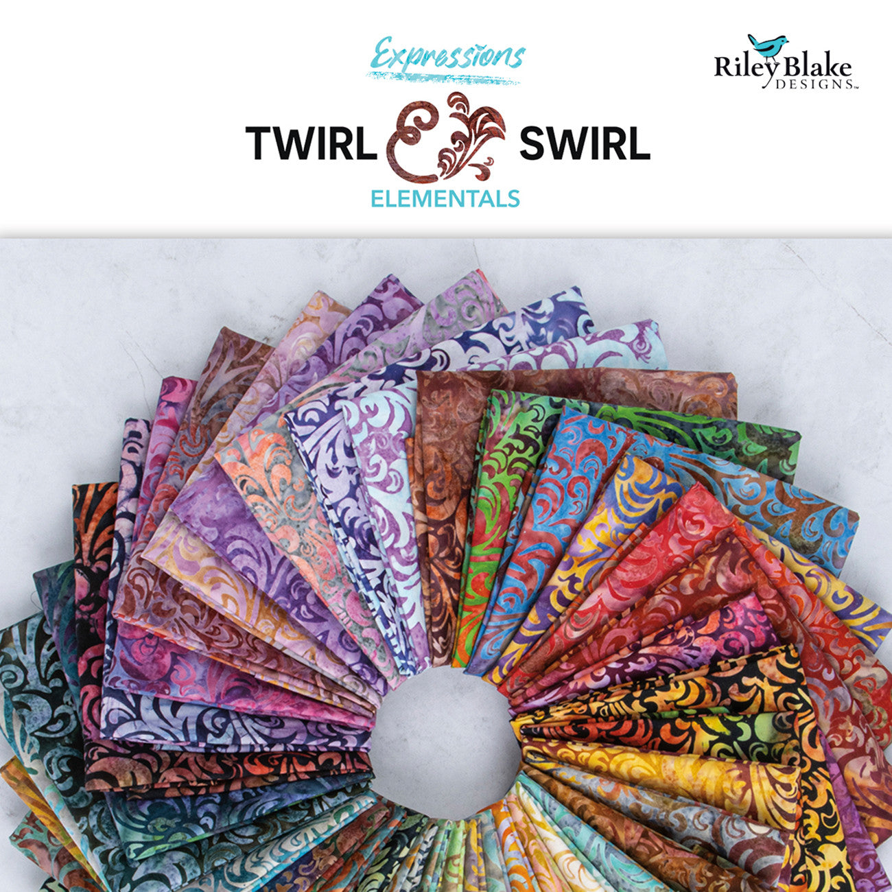 Batiks Elementals Twirl & Swirl 2.5in Strips 40pcs