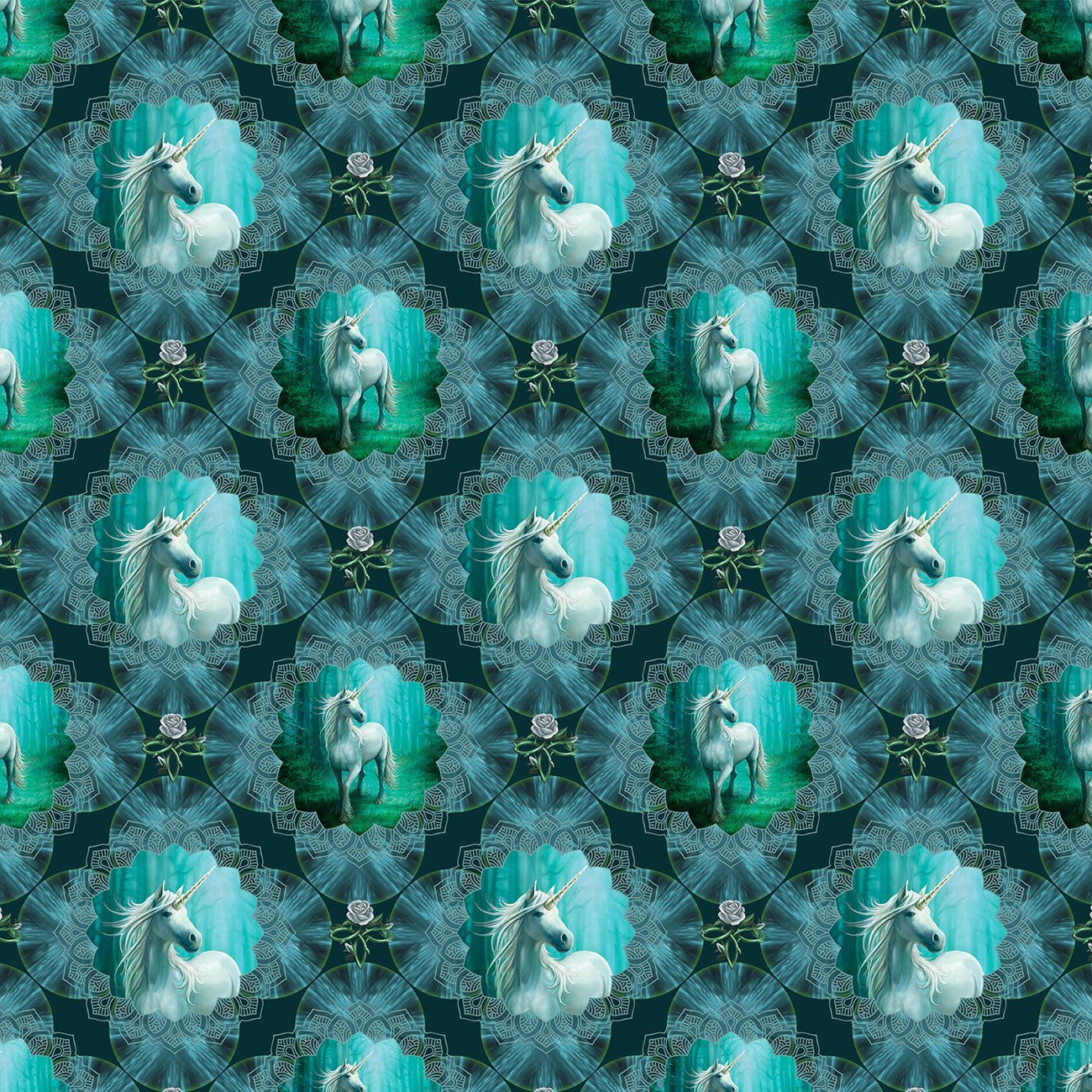 Unicorn Magic Teal Medallions