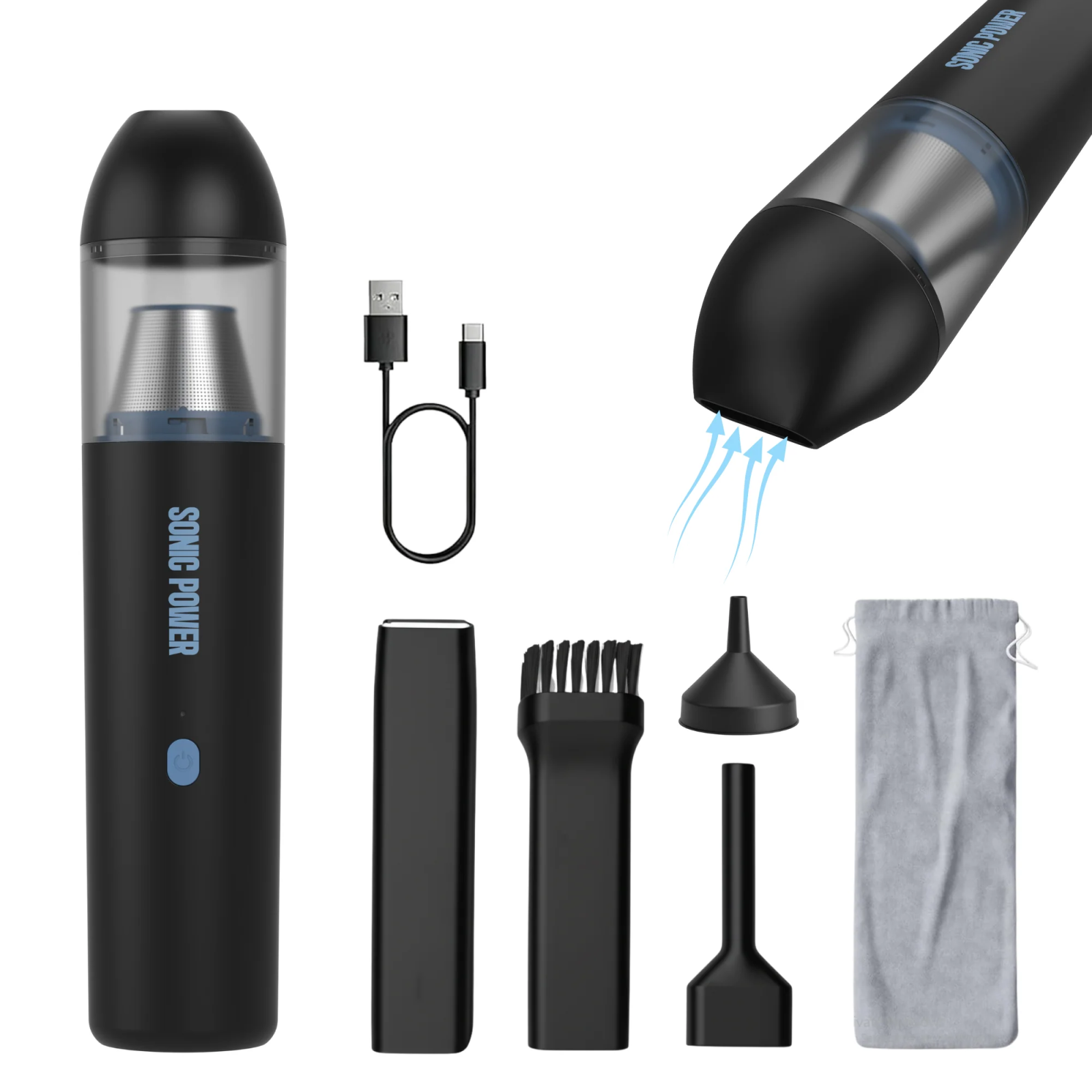 Sonic Power Mini Vacuum Black