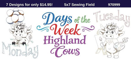 Highland Cows Days Of The Week