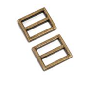 1" (25mm) Flat Slide Buckle - Antique Brass - 2 pack